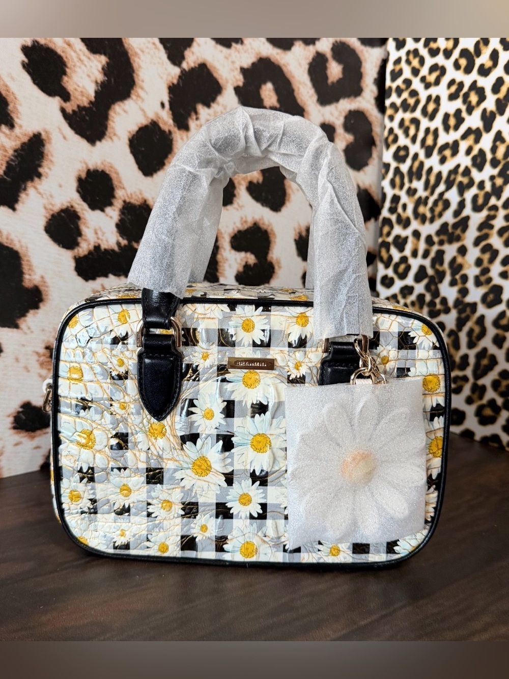 Brahmin Mara Multi Petaline Daisy plaid print Leather Adorable bag NWT Crossbody - Picture 6 of 9